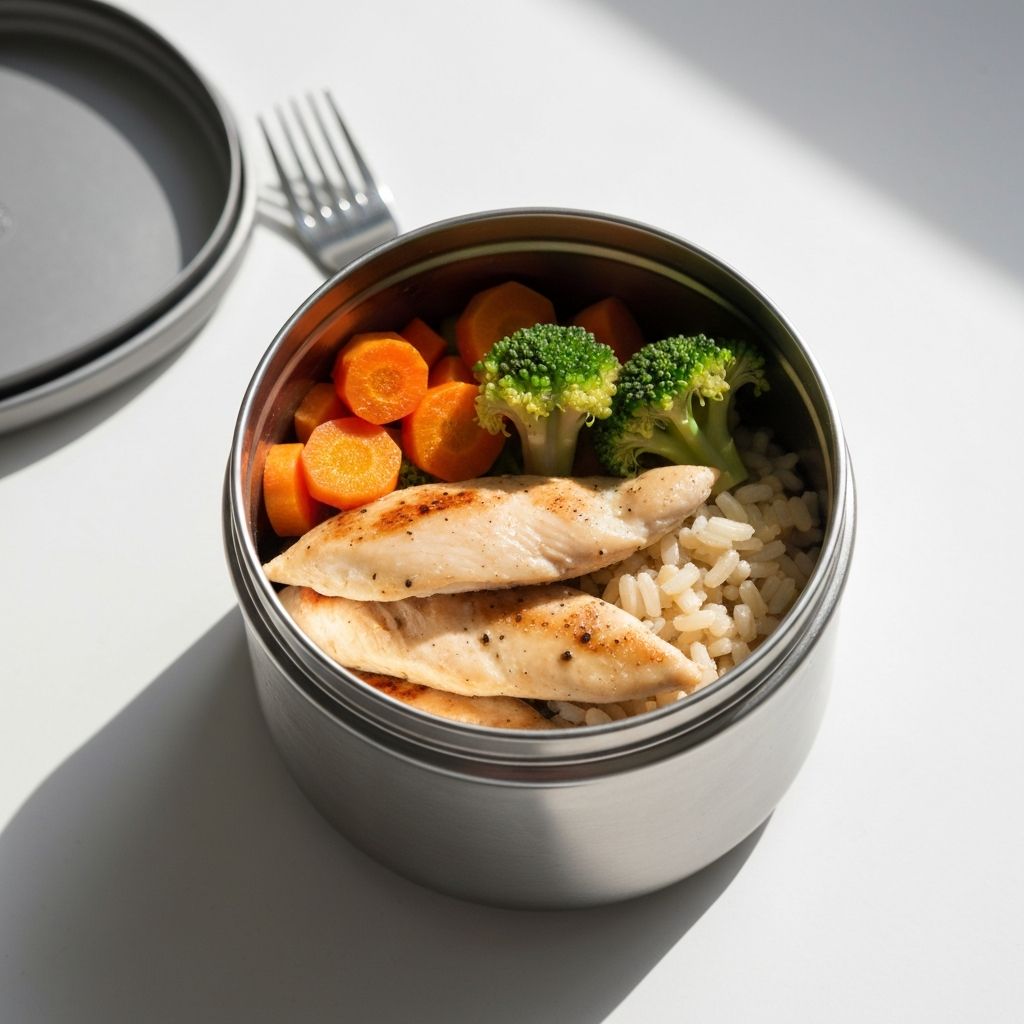 Simple balanced meal in containers